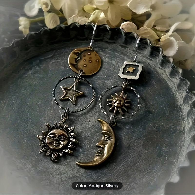 Greek Mythology Sun Moon Earrings Vintage Boho Style Jewelry Women Gift