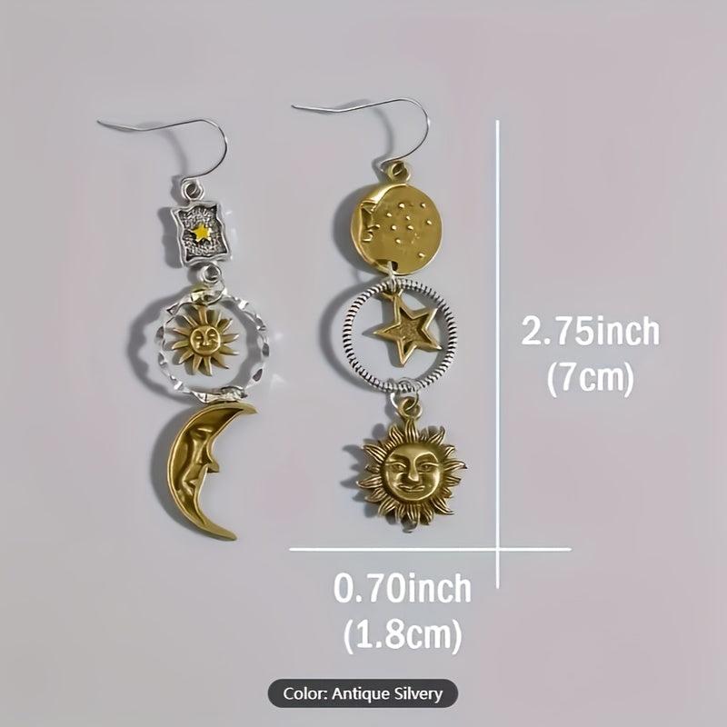 Greek Mythology Sun Moon Earrings Vintage Boho Style Jewelry Women Gift