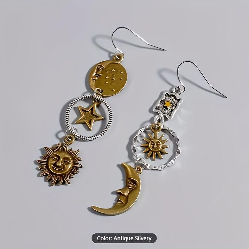 Greek Mythology Sun Moon Earrings Vintage Boho Style Jewelry Women Gift