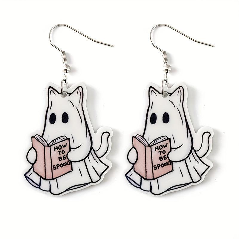 Halloween Ghost Cat Earrings Set