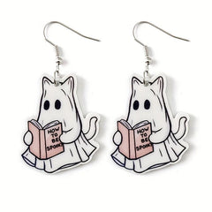Halloween Ghost Cat Earrings Set