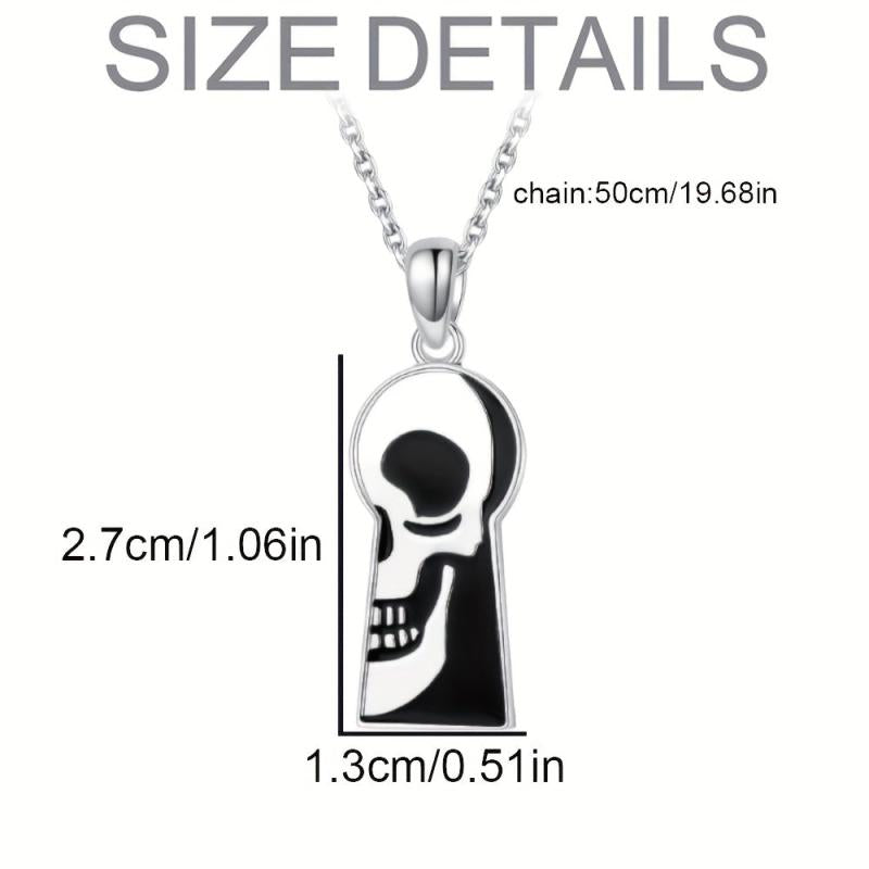 Gothic Keyhole Skull Pendant Necklace Halloween Gift