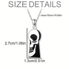 Gothic Keyhole Skull Pendant Necklace Halloween Gift