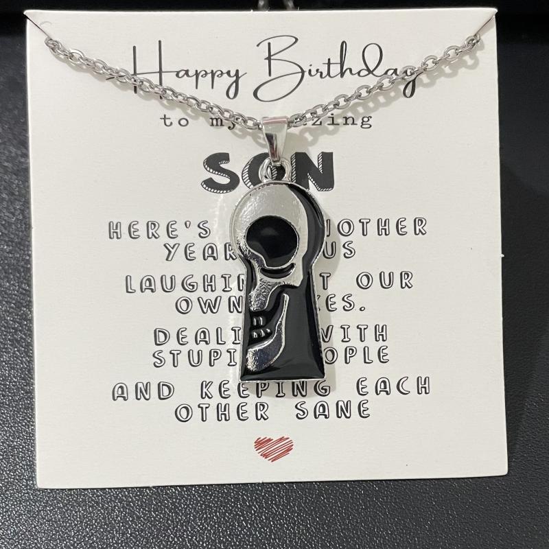 Gothic Keyhole Skull Pendant Necklace Halloween Gift