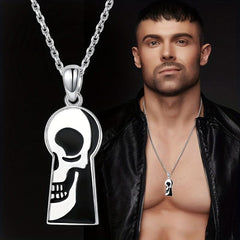 Gothic Keyhole Skull Pendant Necklace Halloween Gift