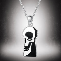 Gothic Keyhole Skull Pendant Necklace Halloween Gift