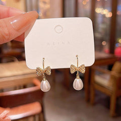 Versatile Pearl Butterfly Knot Earrings
