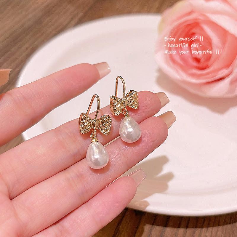 Versatile Pearl Butterfly Knot Earrings