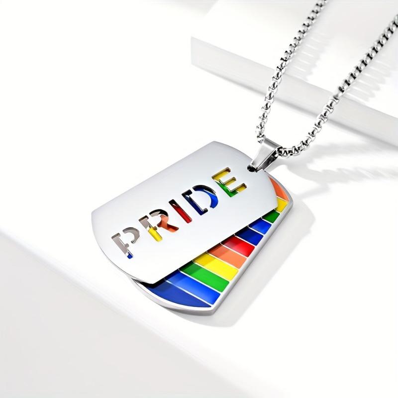 Rainbow Necklace Love Tag Necklace