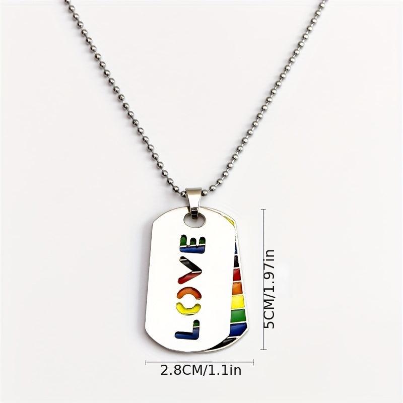 Rainbow Necklace Love Tag Necklace