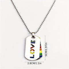 Rainbow Necklace Love Tag Necklace
