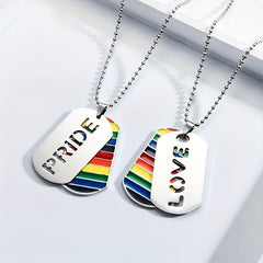 Rainbow Necklace Love Tag Necklace