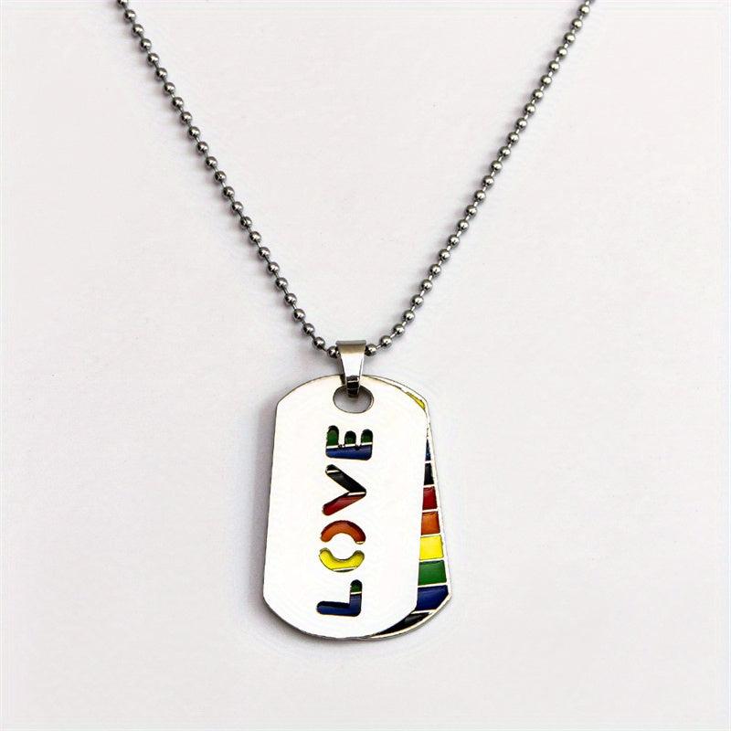 Rainbow Necklace Love Tag Necklace