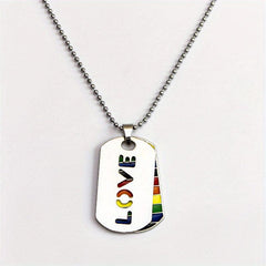 Rainbow Necklace Love Tag Necklace