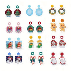 Christmas Earrings Cartoon Acrylic Gloves Boots Cane Candy Santa Ear