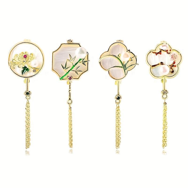Retro Sense Plum Orchid Bamboo Chrysanthemum Brooch