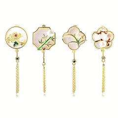 Retro Sense Plum Orchid Bamboo Chrysanthemum Brooch