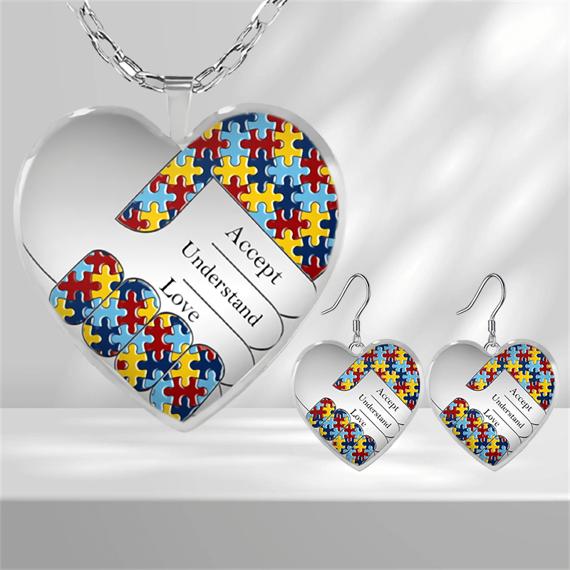 Heart Glass Pendant Earrings Graduation Party Gift Girl Jewelry