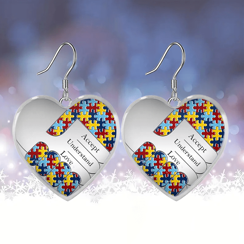 Heart Glass Pendant Earrings Graduation Party Gift Girl Jewelry