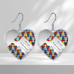 Heart Glass Pendant Earrings Graduation Party Gift Girl Jewelry