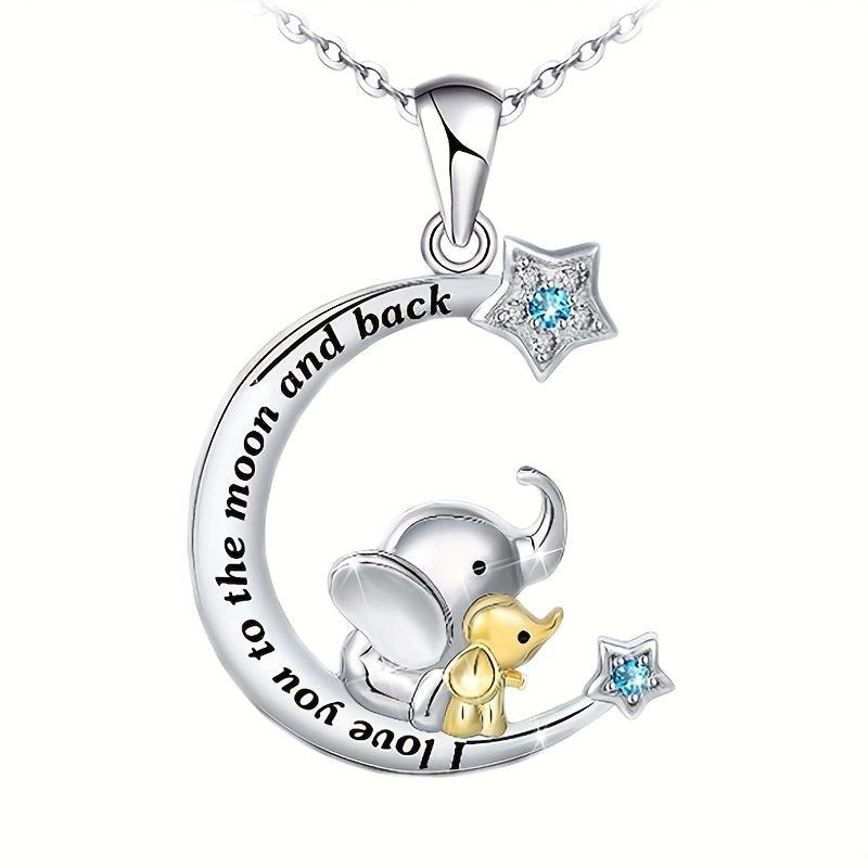 Crescent Elephant Pendant Necklace Animal Necklace Toy Gift