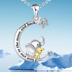 Crescent Elephant Pendant Necklace Animal Necklace Toy Gift