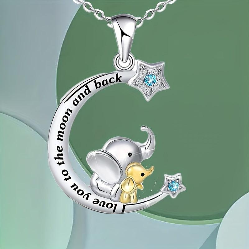 Crescent Elephant Pendant Necklace Animal Necklace Toy Gift