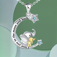 Crescent Elephant Pendant Necklace Animal Necklace Toy Gift