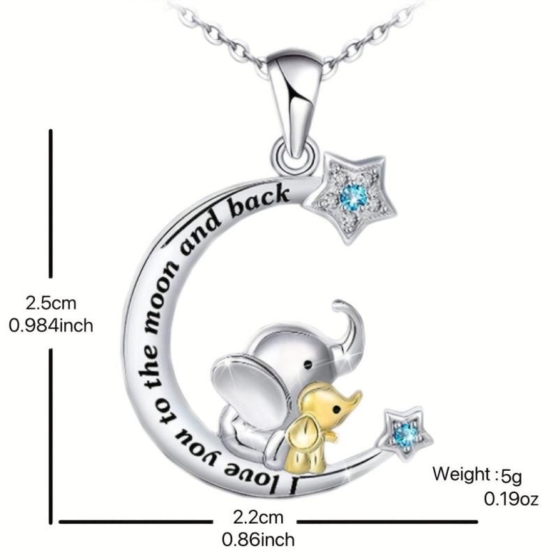 Crescent Elephant Pendant Necklace Animal Necklace Toy Gift