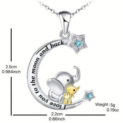 Crescent Elephant Pendant Necklace Animal Necklace Toy Gift