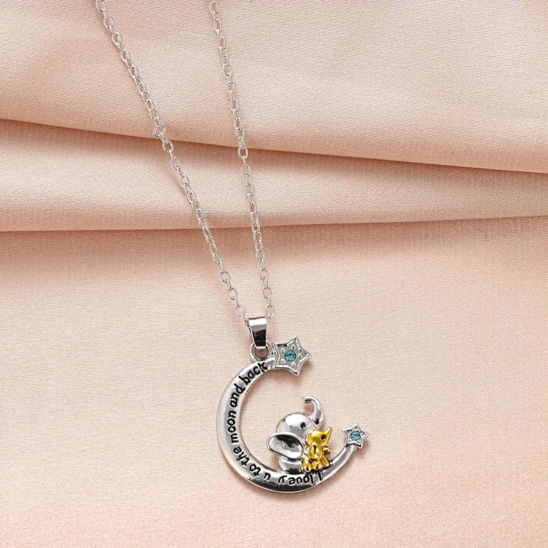 Crescent Elephant Pendant Necklace Animal Necklace Toy Gift