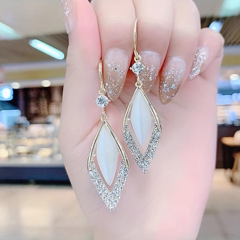 Rhombus Opal Stone Earrings Geometric Earrings For Women And Girls