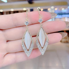Rhombus Opal Stone Earrings Geometric Earrings For Women And Girls