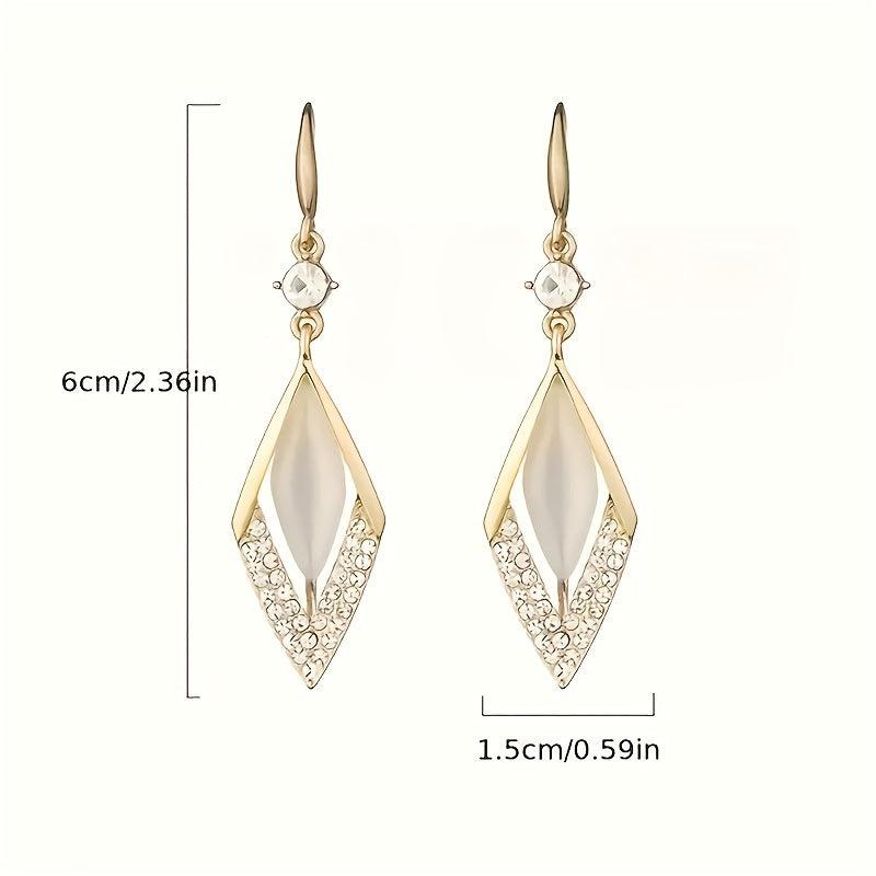Rhombus Opal Stone Earrings Geometric Earrings For Women And Girls