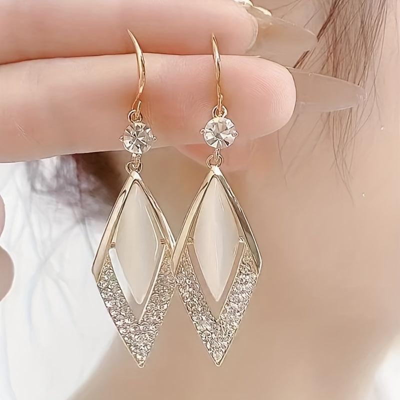 Rhombus Opal Stone Earrings Geometric Earrings For Women And Girls
