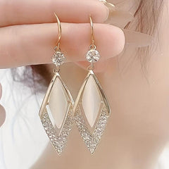 Rhombus Opal Stone Earrings Geometric Earrings For Women And Girls