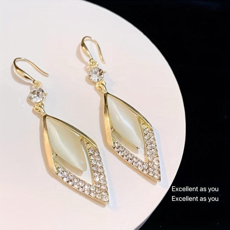 Rhombus Opal Stone Earrings Geometric Earrings For Women And Girls