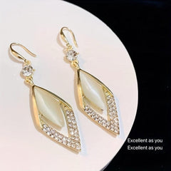 Rhombus Opal Stone Earrings Geometric Earrings For Women And Girls