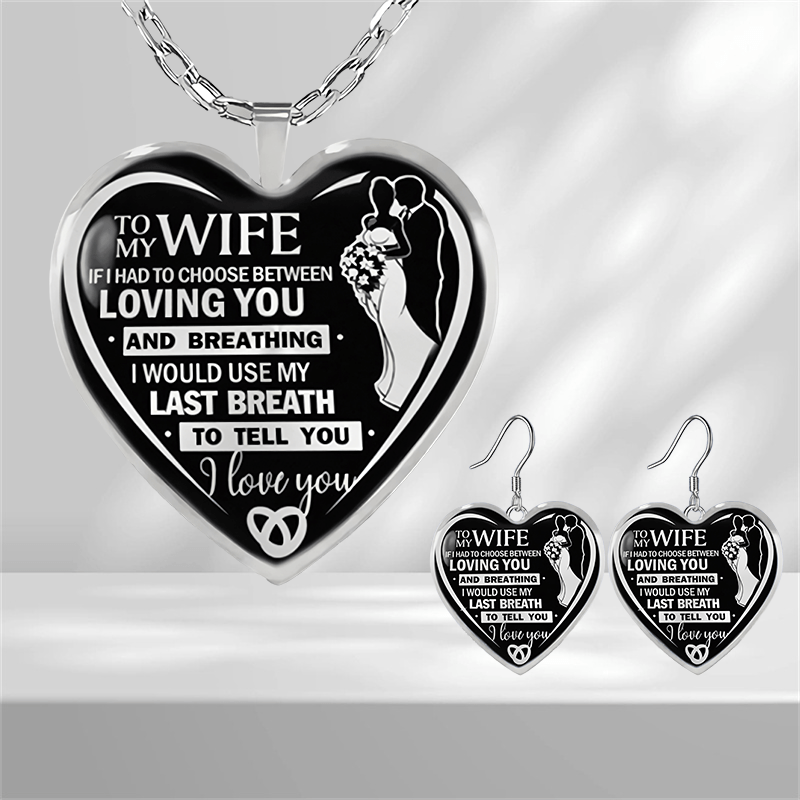 Heart Glass Pendant Earrings Wedding Graduation Gift