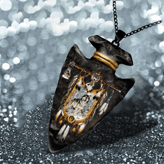 Wolf Pattern Necklace Triangle Pendant Punk Hip Hop Gift