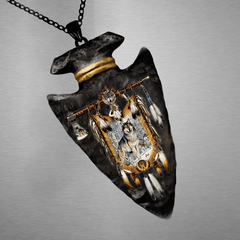 Wolf Pattern Necklace Triangle Pendant Punk Hip Hop Gift