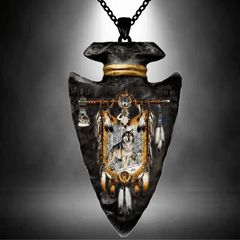 Wolf Pattern Necklace Triangle Pendant Punk Hip Hop Gift