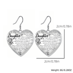 Heart Glass Pendant Earrings, Rose Design, Graduation Gift