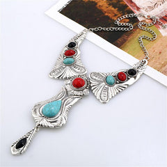 Vintage Ethnic Style Faux Gemstone Pendant Necklace