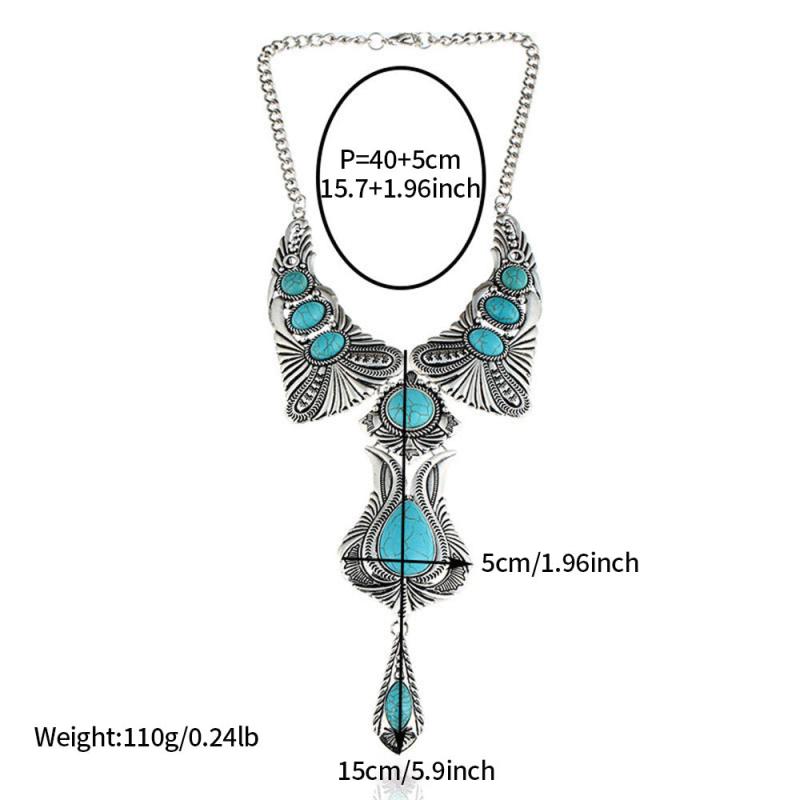 Vintage Ethnic Style Faux Gemstone Pendant Necklace