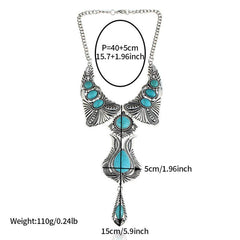 Vintage Ethnic Style Faux Gemstone Pendant Necklace
