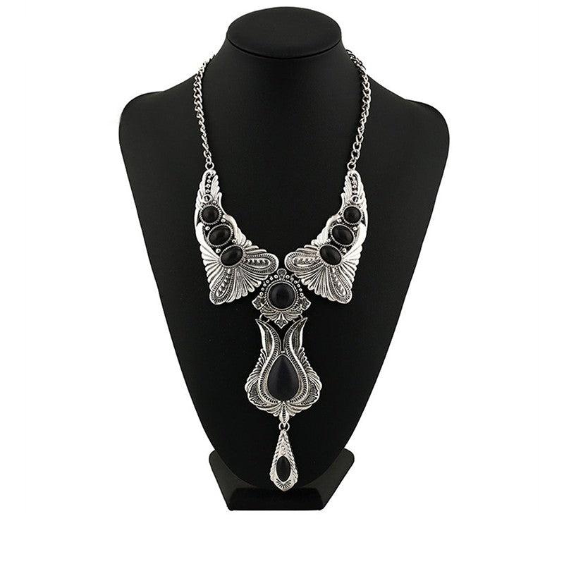 Vintage Ethnic Style Faux Gemstone Pendant Necklace