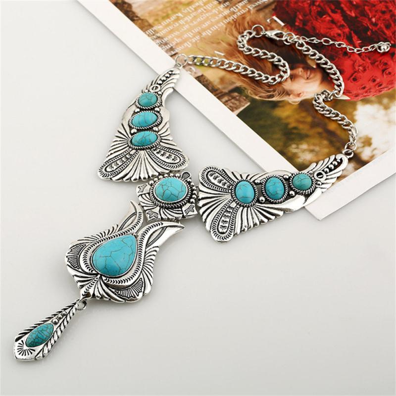 Vintage Ethnic Style Faux Gemstone Pendant Necklace