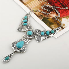 Vintage Ethnic Style Faux Gemstone Pendant Necklace