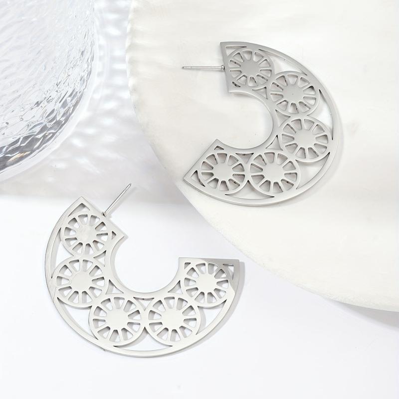 Steel Sunflower Earrings for Nightclubs Banquets Party